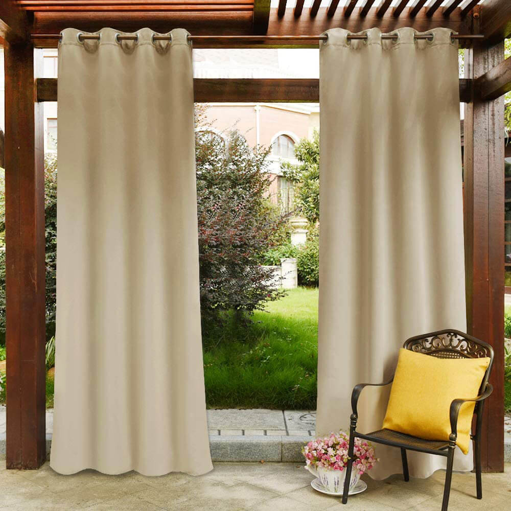 Velcro Tab Top Waterproof Outdoor Curtains for Garage / Patio, 1 Panel