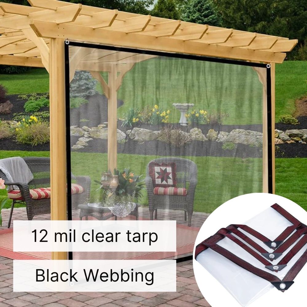 12mil Outdoor Clear Tarps with Grommets PVC Insulation Shed Cloth for Patios, Porch, Screen Rooms, Gazebos