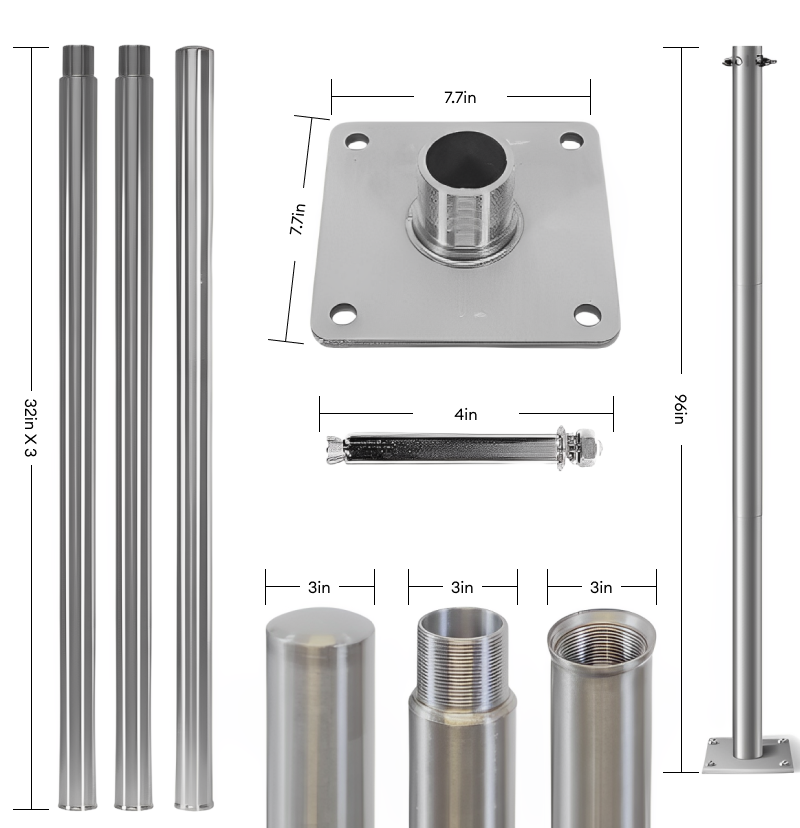 Stainless Steel Sun Shade Sail Support Pole