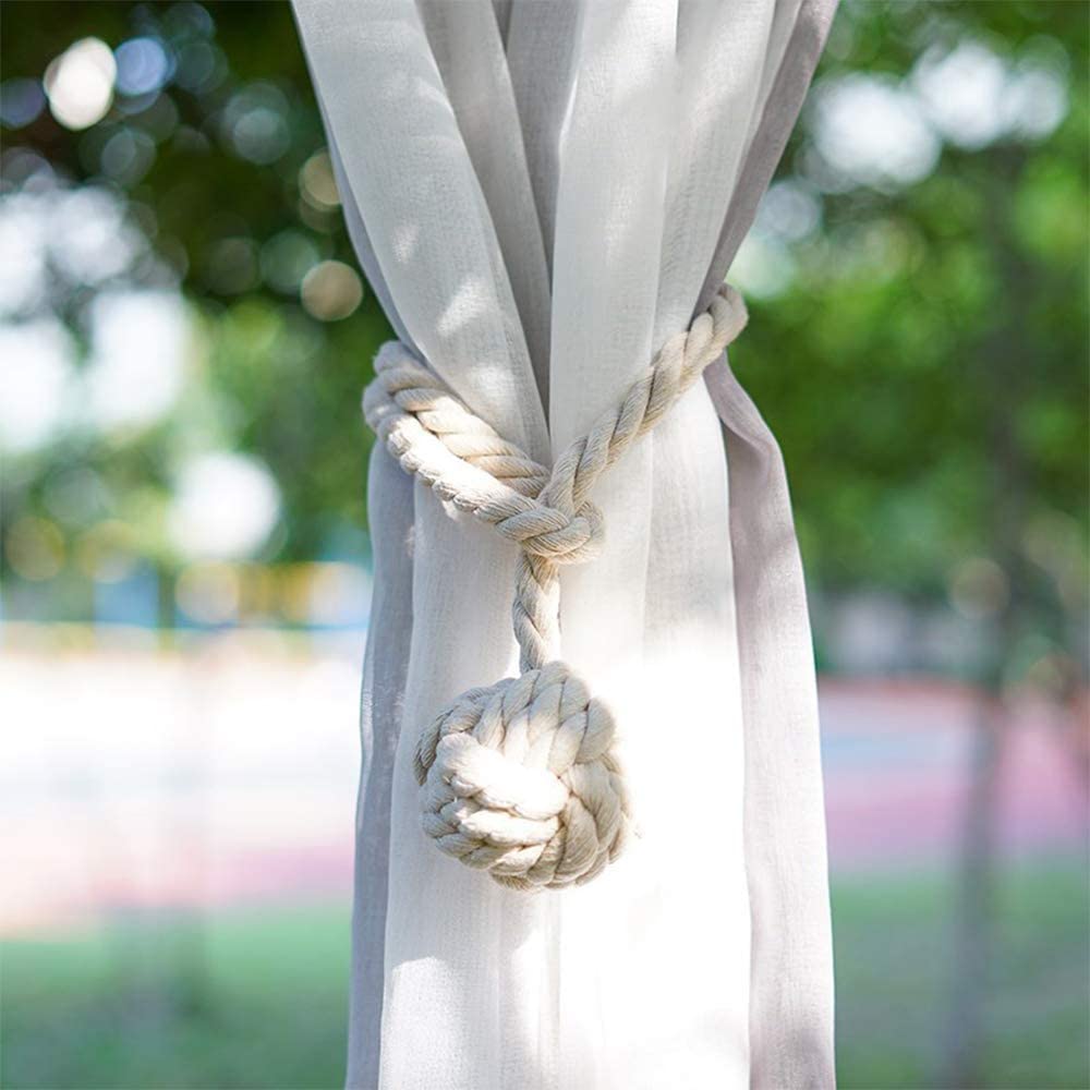 Curtain Tie Back for Drapes, Natural cotton Rope Ball