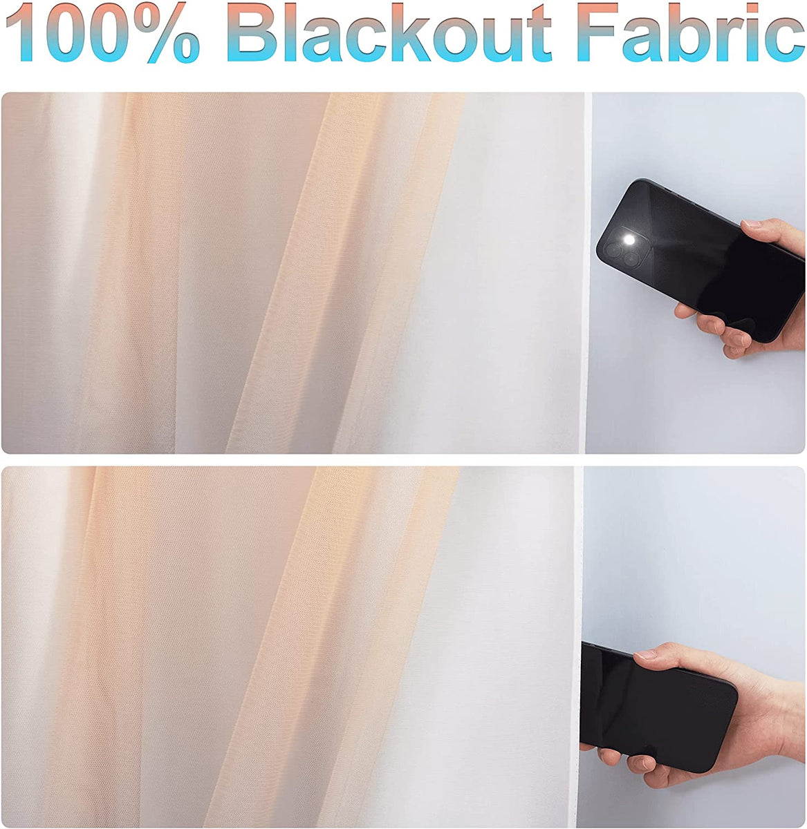 Blackout Curtain With Pastel Rainbow Sheer Curtain Overlay 2 Panels ...