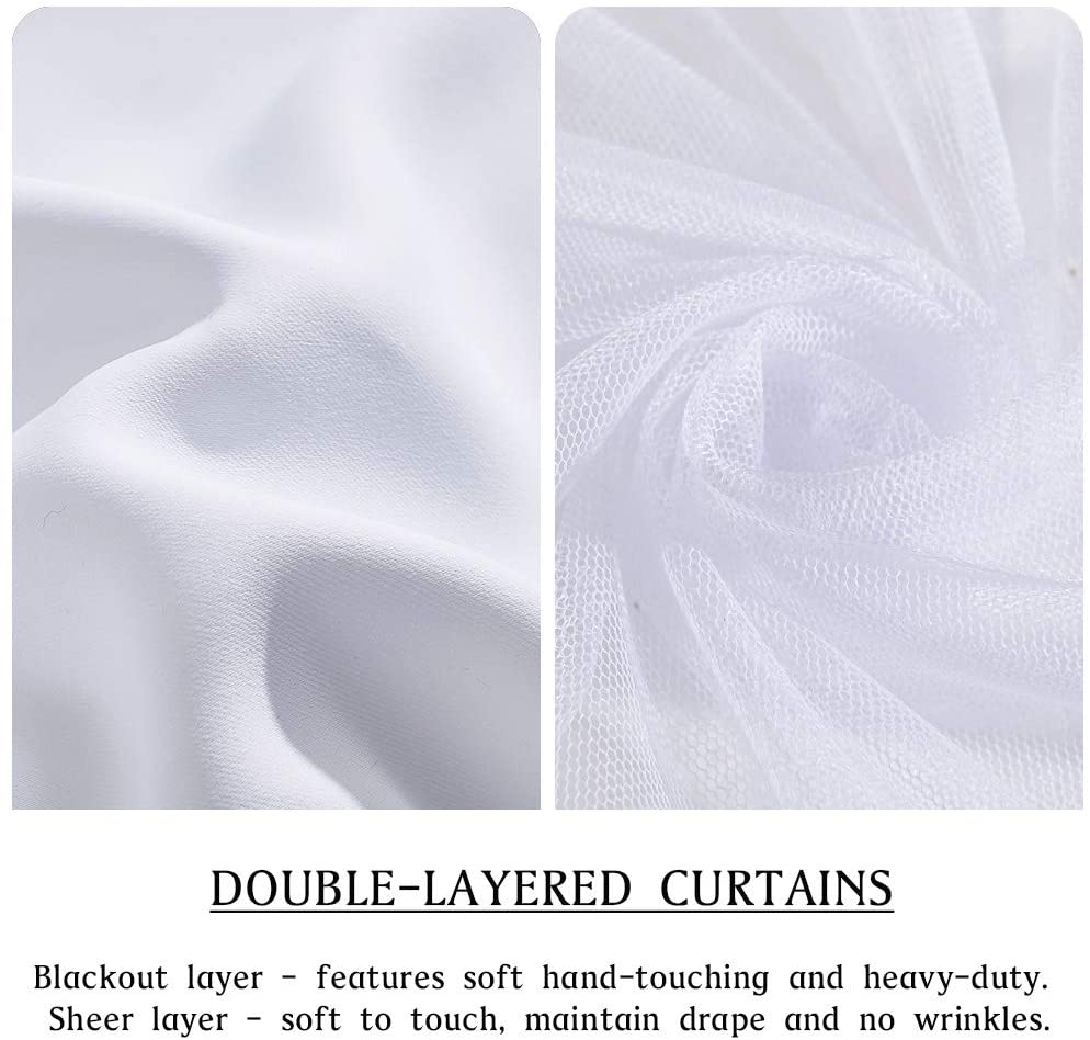 Blackout Curtains With Sheer Voile Curtain Overlay 2 Panels – KGORGE Store