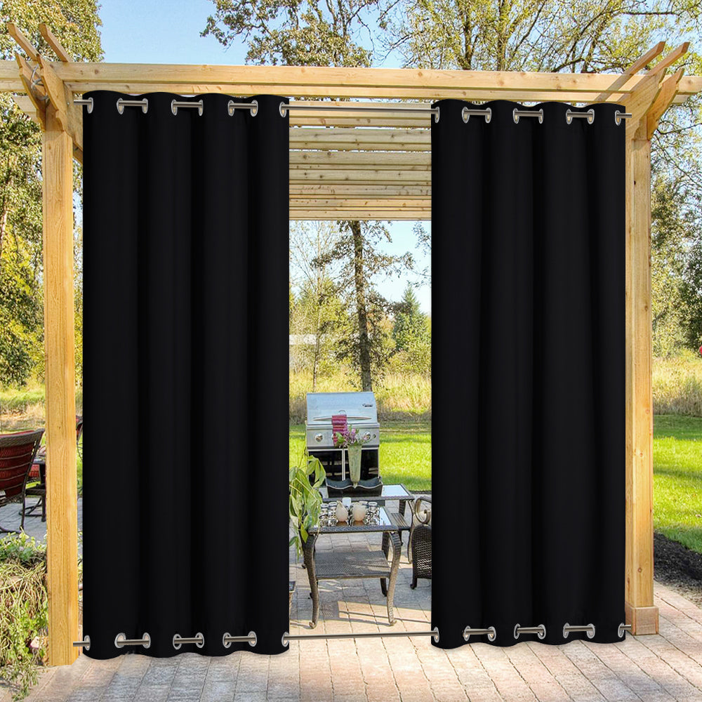 Top & Bottom Grommet Windproof Outdoor Curtains for Patio 1 Panel ...