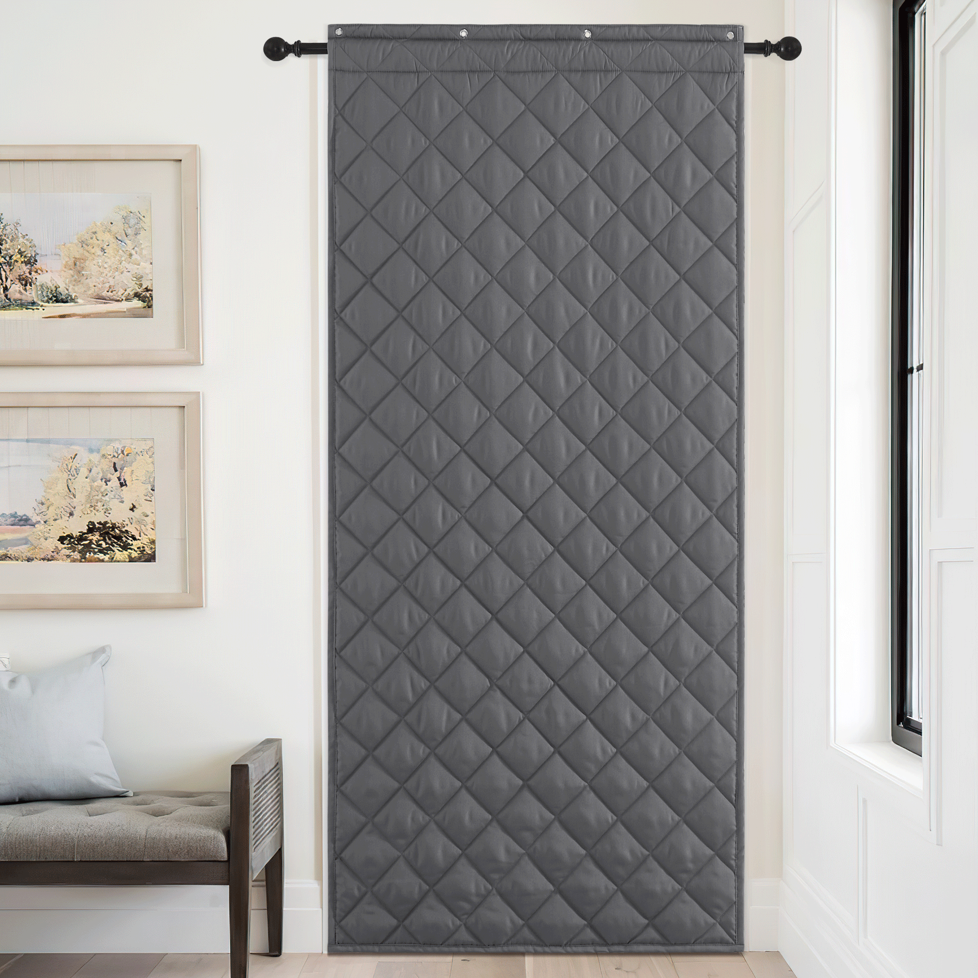 Oxford Cloth Magnetic Thermal Insulated Door Cover Curtain with Window,  Side Opening Temporary Door for Winter, Easy to Insulated Door Blanket for  Air